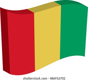 Flag of Guinea. Vector illustration of a stylized flag. The slit in the paper with shadows. Element for infographics.