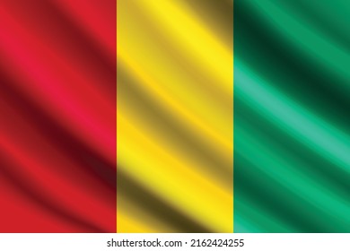 Bandera de la ilustración del vector guinea, bandera ondulada de guinea, día de la independencia de guinea. Banderas del país y día nacional.