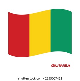 Flag of Guinea, Waving National flag of Guinea, National flag of Guinea vector illustration.