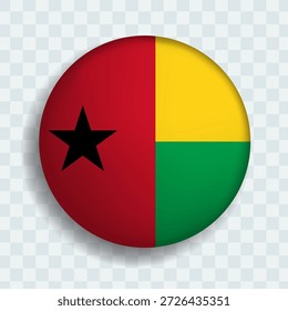 Bandeira da Guiné-Bissau botão círculo com sombra. ícone da bandeira. ícone 3d