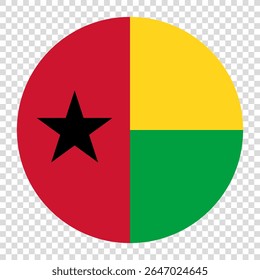 Flag of Guinea-Bissau. Guinea-Bissau circle flag logo icon computer vector illustration design. Transparent checkerboard background.