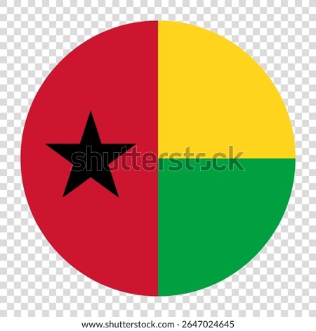 Flag of Guinea-Bissau. Guinea-Bissau circle flag logo icon computer vector illustration design. Transparent checkerboard background.