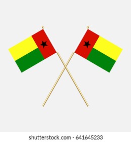 Flag of Guinea-Bissau with flagpole. Vector illustration.