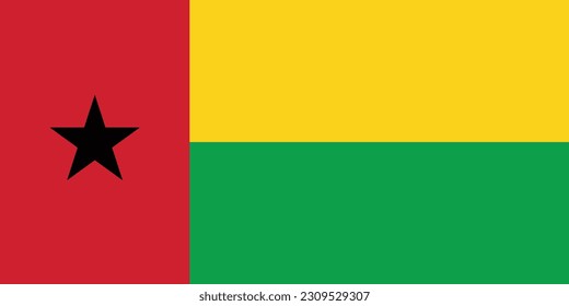 The flag of Guinea-Bissau. Flag icon. Standard color. Standard size. Rectangular flag. Computer illustration. Digital illustration. Vector illustration.