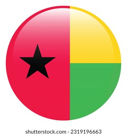 Flag of Guinea-Bissau. Flag icon. Standard color. A round flag. 3d illustration. Computer illustration. Digital illustration. Vector illustration.