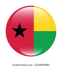 Flag of Guinea-Bissau. Flag icon. Standard color. Circle icon flag. 3d illustration. Computer illustration. Digital illustration. Vector illustration.