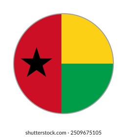 The flag of Guinea-Bissau. Flag icon. Standard color. Round flag. Computer illustration. Digital illustration. Vector illustration.