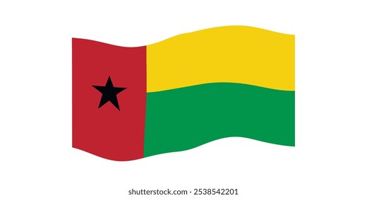 Bandera de Guinea-Bissau. Símbolo nacional en colores oficiales. Icono de Plantilla. Fondo de Vector Abstractas.