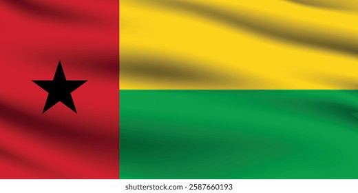 Flag of Guinea-Bissau. Guinea-Bissau flag official colors and proportion digital vector illustration. Waving flag.