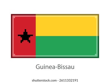 Flag of Guinea-Bissau. Pixel art style (vector).