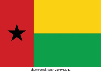 Flag of Guinea-Bissau. Red, green and yellow Guinea-Bissau national colors