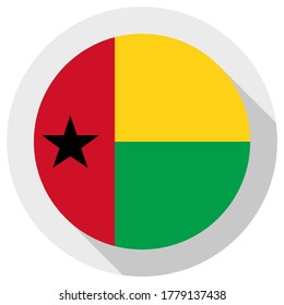 Flag of Guinea-Bissau, Round shape icon on white background, vector illustration