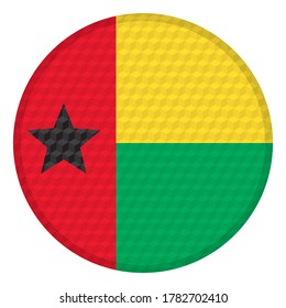 Flag Of  Guinea-Bissau Vector Illustration. Guinea-Bissau Flag Button With Cube Pattern Isolated On White Background