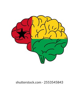 Flag of Guinea-Bissau. Vector illustration of a combination of a human brain with a country flag on a white background.