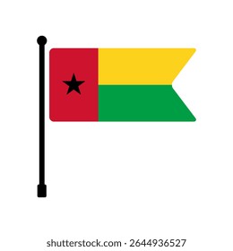Flag of Guinea-Bissau. Guinea-Bissau flag vector illustration icon design. Flagpole flag icon.