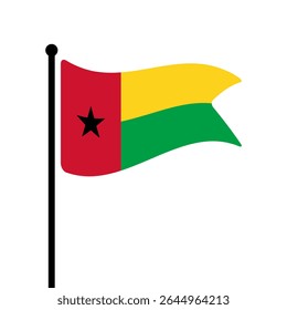 Flag of Guinea-Bissau. Guinea-Bissau flag vector illustration icon design. Fluttering flagpole flag.