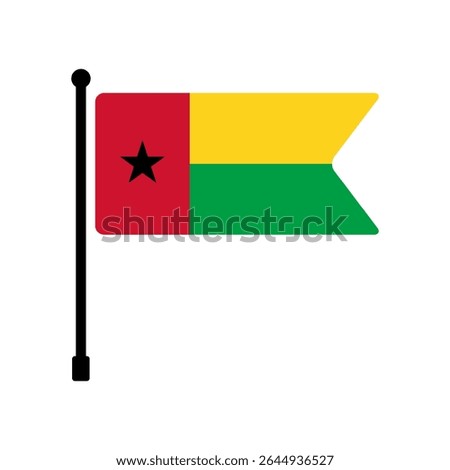 Flag of Guinea-Bissau. Guinea-Bissau flag vector illustration icon design. Flagpole flag icon.