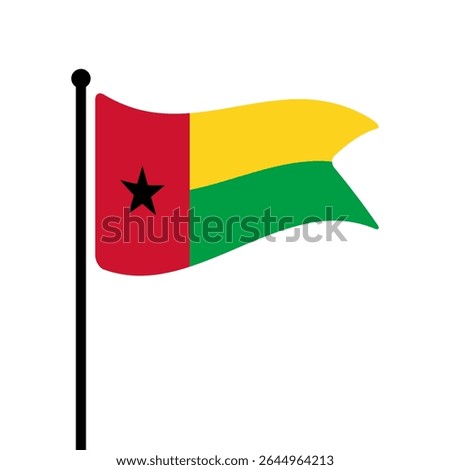 Flag of Guinea-Bissau. Guinea-Bissau flag vector illustration icon design. Fluttering flagpole flag.