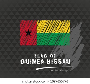 Flag of Guinea-Bissau, vector pen illustration on black background