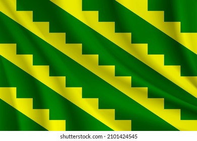 Flag of Gurabo, Puerto Rico. Realistic waving flag of Gurabo vector background.