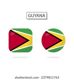 Flag of Guyana 2 Shapes icon 3D cartoon style.