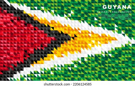 Flag of Guyana. Abstract background of small triangles in the form of colorful green, white, black, red and yellow stripes of the Guyanese flag. Vector illustration. svg