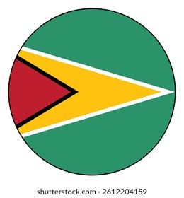 Flag of Guyana. Black edge. Guyana circle flag logo icon computer vector illustration design.
