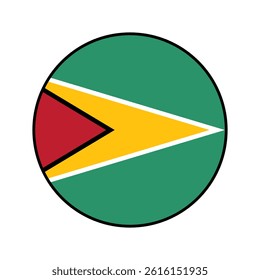 Flag of Guyana. Black edge. Guyana circle flag logo icon computer vector illustration design.