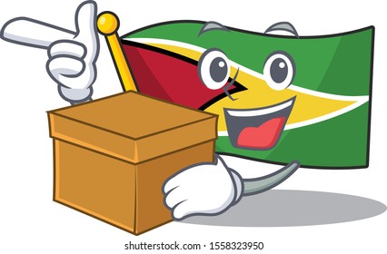 Flag guyana with bring box flown on mascot pole