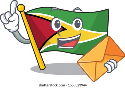 Flag guyana bring envelope flown on mascot pole