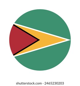 Flag of Guyana. Guyana circle flag. Flag icon. Standard color. Round flag. Computer illustration. Digital illustration. Vector illustration.