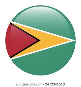 Bandera de Guyana. Bandera del círculo de Guyana. Icono de marca. Color estándar. Bandera redonda. Ilustración de computadora. Ilustración digital Ilustración vectorial.