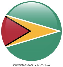 Flag of Guyana. Guyana circle flag. Flag icon. Standard color. Round flag. Computer illustration. Digital illustration. Vector illustration.