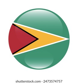 Flag of Guyana. Guyana circle flag. Flag icon. Standard color. Round flag. Computer illustration. Digital illustration. Vector illustration.