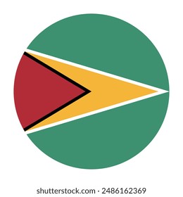 Flag of Guyana. Guyana circle flag. Flag icon. Standard color. Round flag. Computer illustration. Digital illustration. Vector illustration.