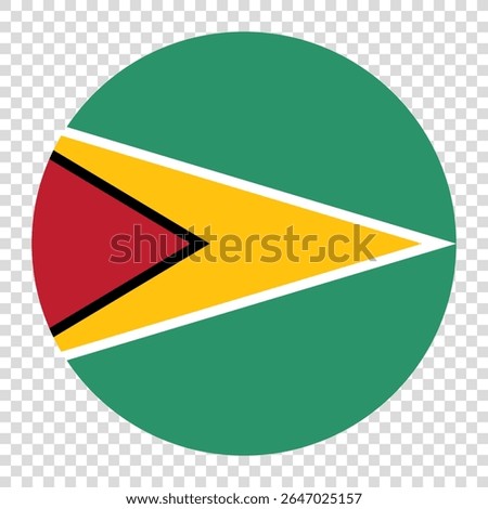 Flag of Guyana. Guyana circle flag logo icon computer vector illustration design. Transparent checkerboard background.