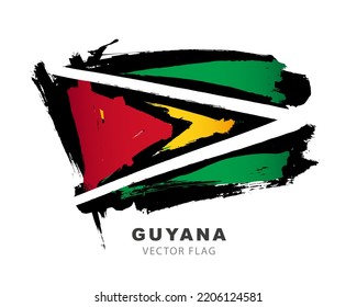 Flag of Guyana. Colored brush strokes drawn by hand. Vector illustration isolated on white background. Colorful Guyanese flag logo. svg
