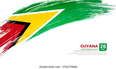 Flag of Guyana country. Happy Independence day of Guyana background with grunge brush flag illustration