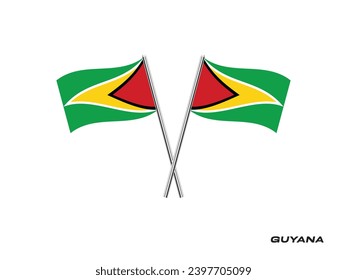 Flag of Guyana, Guyana cross flag design. Guyana cross flag isolated on white background. Vector Illustration of crossed Guyana flags.