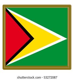 Flag of Guyana with gold frame