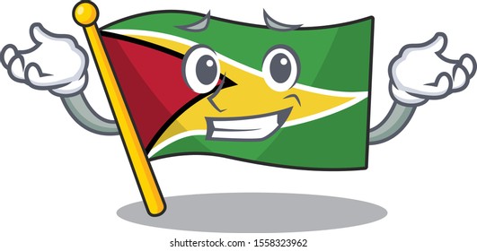 Flag guyana grinning flown on mascot pole