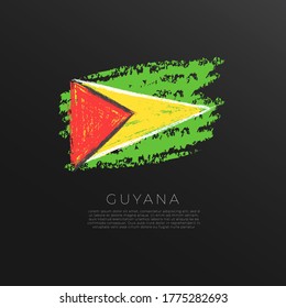 Flag of Guyana in Grunge Brush Stroke : Vector Illustration