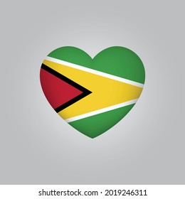 Flag of Guyana in heart. Guyana flag vector. Love Guyana symbol