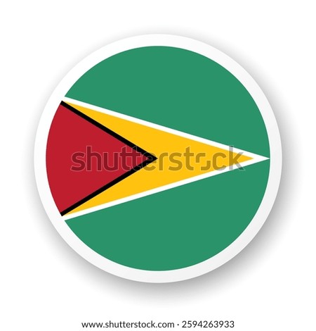 Flag of Guyana icon. Round vector element with shadow. Best for mobile apps, UI and web design.