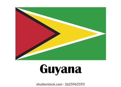Flag of Guyana. Illustration over white background