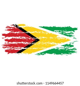 Flag of Guyana the illustration vector on a white background, brush stroke Design Elements