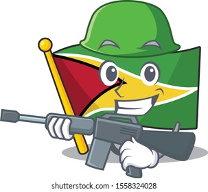 flag guyana isolated in the cartoon army