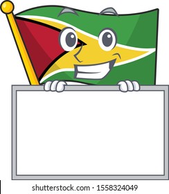 flag guyana isolated in the cartoon grinning with board