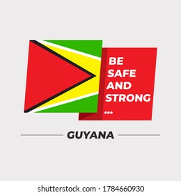 Flag of Guyana : National flag icon with encouraging message isolated on light grey background : Vector Illustration