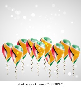 Flag of Guyana on balloon. Celebration and gifts. Balloons on the feast of the national day. 